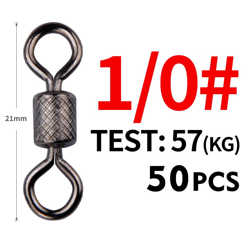 Meredith 50PCS/Lote Giradores de Pesca Rolamento de Esferas Giratório com Fecho de Segurança Anéis Sólidos Giratório para Acessórios de Pesca de Carpa