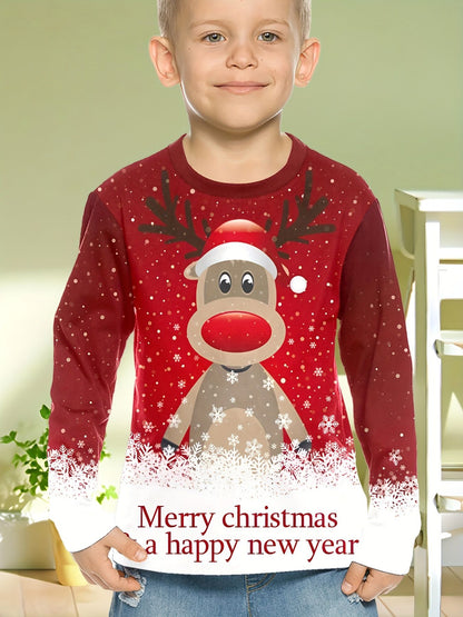 Children's Clothing Boys Tshirt Long Sleeve Santa Claus Print Children Spring Fall Clothes Stylish Christmas Party Girl Clothes