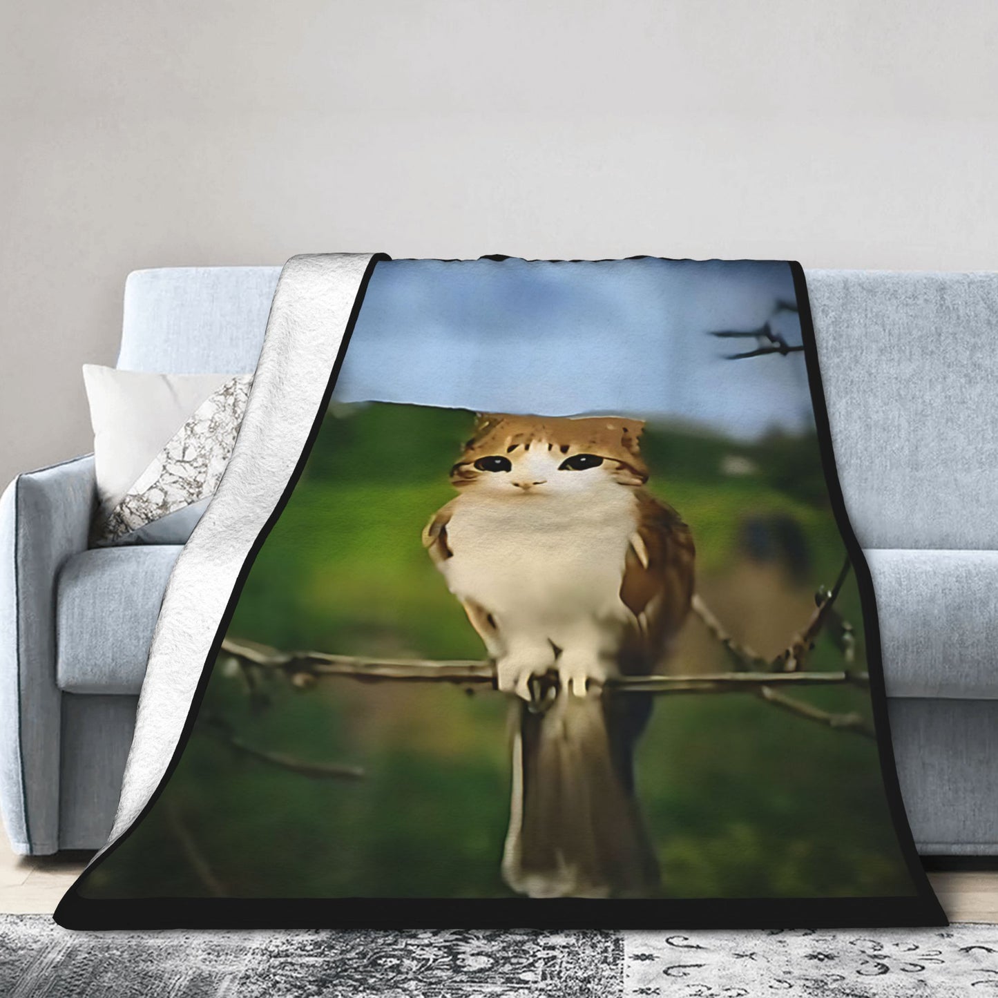 Minha Coberta Engraçada do Meme "Meowl" de Animal Espiritual, Super Quente, Gato, Coruja, Meme, "Brainrot", Manta para Viagem de Inverno, Sofá, Cama, Colcha