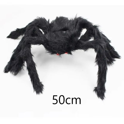Halloween Aranha de Pelúcia Grande Decoração de Halloween de Terror Adereços de Festa Decoração Gigante de Aranha para Exterior Brinquedo de Pelúcia de Aranha Preta de 30-200cm
