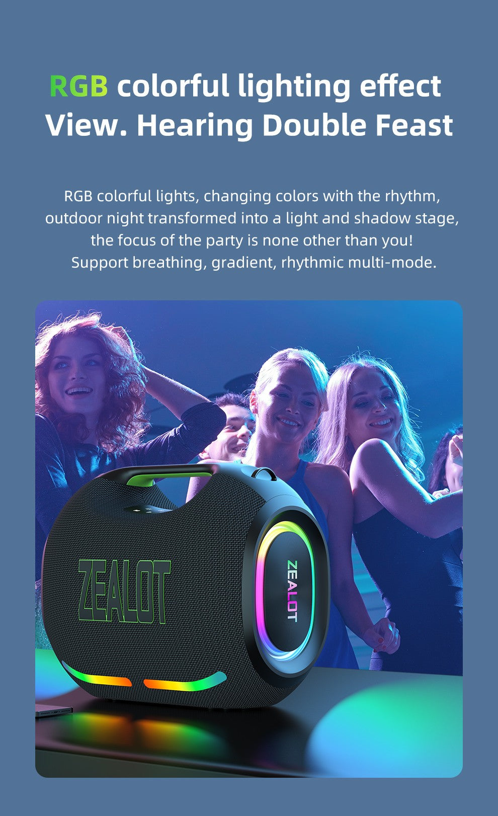 ZEALOT-ZE21 250W Alto Poder Sem Fio TWS Subwoofer Bluetooth Speaker Alto Volume À Prova D'Água Portátil Power Bank Som HIFI
