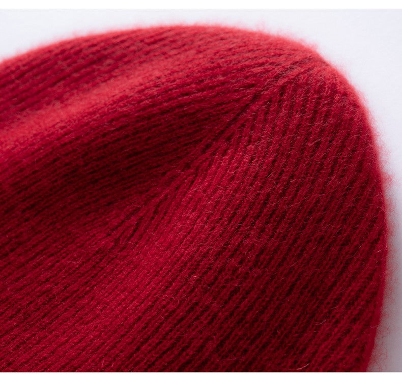 New Autumn Winter 100% Cashmere Hat Knitted Mountaineering Wool Hat Outdoor Skiing Double Layer Men and Women Thickened Warm