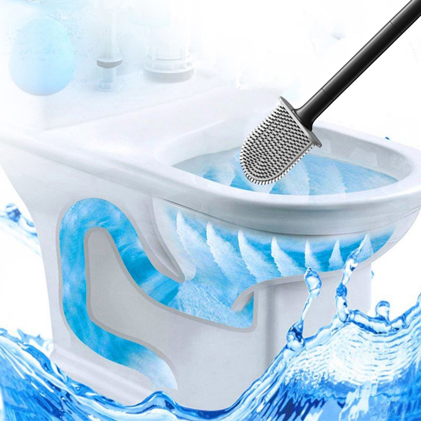 Deep-Cleaning Silicone Toilet Bowl Brush Long Handle Silicone Toilet Brush for Home Dormitory Bathroom Accessories