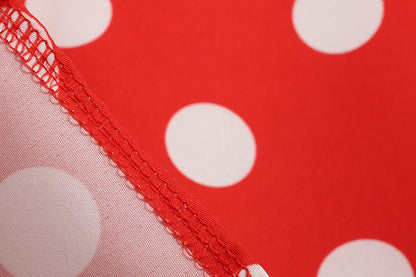 Elegant Women Summer Dress Puff Short Sleeve Polka Dot Peter pan Collar Vintage A-line Midi Long Party Sundress