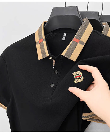 High end brand embroidered men's short sleeved pocket design polo shirt, summer new cool and breathable cotton casual T-shirt