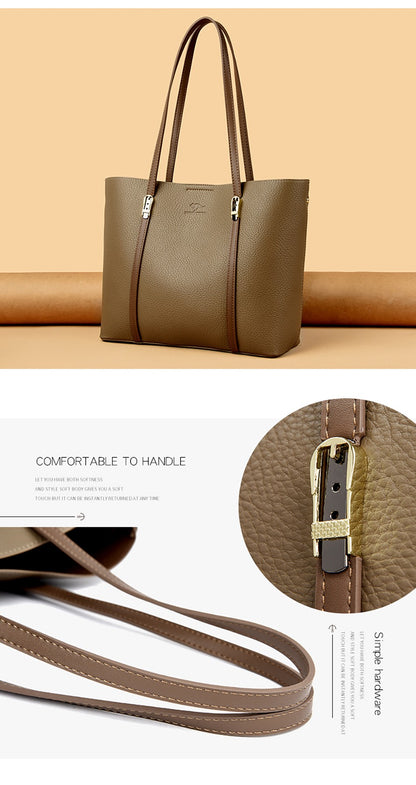 New autumn Single Shoulder Large Capacity Messenger Droadband Female Solid Color Handbag Luxury Ladies Bucket PU Shoulder Bag