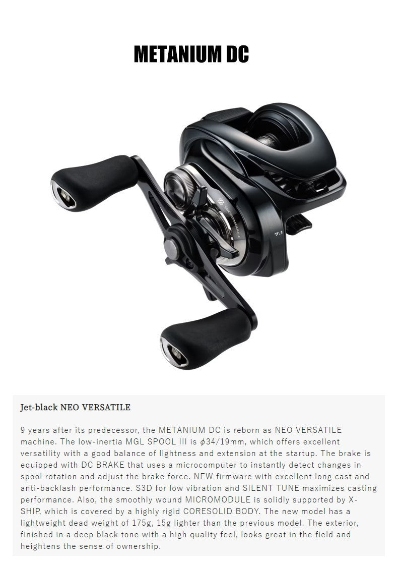 2024 SHIMANO Metanium DC Low Profile Fishing Baitcaste Reel 6.2:1/7.1:1/8.1:1 10+1BB 175g MGL SPOOL