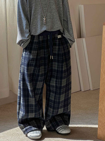 2025 Autumn Winter Cotton Boys Casual Pants Children Fleece-Lined Kids Plaid Loose Long Trouser Soft Warm 3-12 Years Outfit