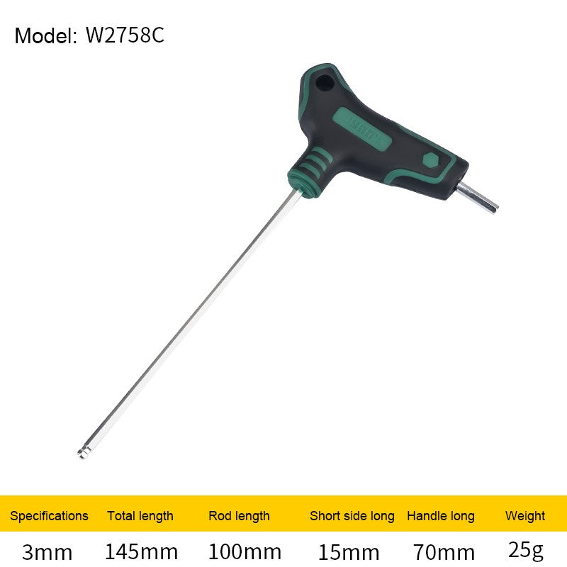 WYNN'S T-Handle Allen Wrench Metric Long Arm Ball/Flat End Hex Key Wrench 1.5-12mm Home Auto Bike Repair Hand Tool Screwdriver