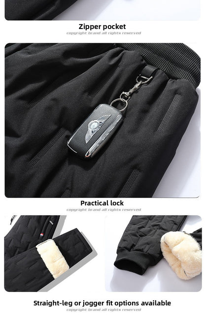 Men's Cargo Trousers Man Pants Plus Sweatpants Large Size Winter Warm Fleece Outer Y2k Alo Black Wear Thickened Baggy