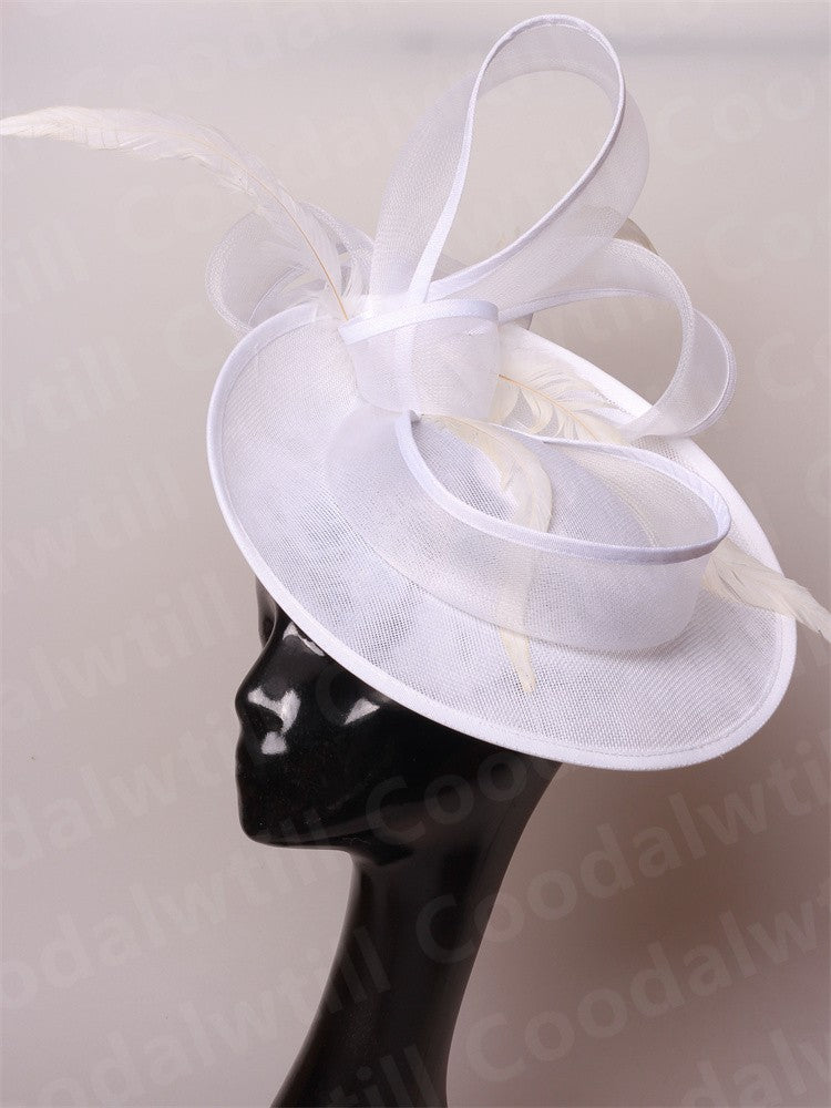 Noiva Casamento Malha Fascinators Chapéu Igreja Senhoras Mulheres Derby Chapéu Grande Fascinator Festa Evento Enfeite de Cabeça Noiva Casamento Pillbox Cap