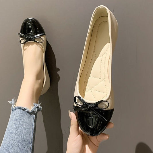 Sapatilhas Femininas Confortáveis Bailarina 2025 Verão Novo Boca Rasa Antiderrapante Mocassins Femininos Elegantes Laço Sapatos Únicos Femininos