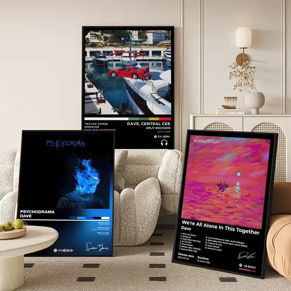 Rap D_Dave Album Painting Calligraphy Linen Canvas Poster Wall Prints for Living Room Bedroom Office Home Decoration