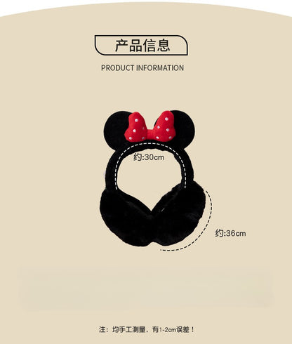 Disney Minnie Mouse animação periférica desenho animado laço outono e inverno protetor de ouvido quente presente de férias doce e feminino para meninas