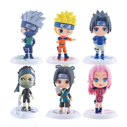 6 Peças/Lote NARUTO Sasuke Gaara Uchiha Madara Boneco 7-8cm 2 Estilos Base de Personalidade Miniaturas de Brinquedo de Presente
