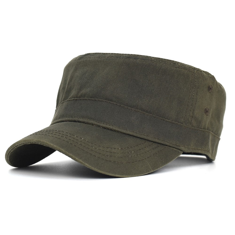 Bonés Militares de Lona Encerada Algodão Masculinos Impermeáveis Chapéu Cadete do Exército Design Único Vintage Topo Reto