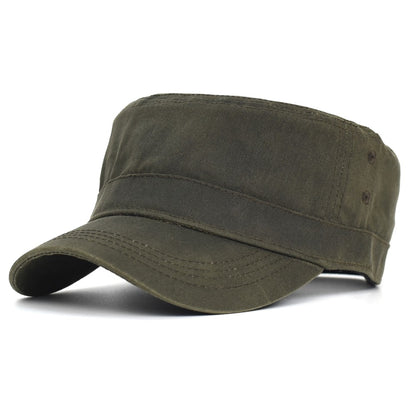 Bonés Militares de Lona Encerada Algodão Masculinos Impermeáveis Chapéu Cadete do Exército Design Único Vintage Topo Reto