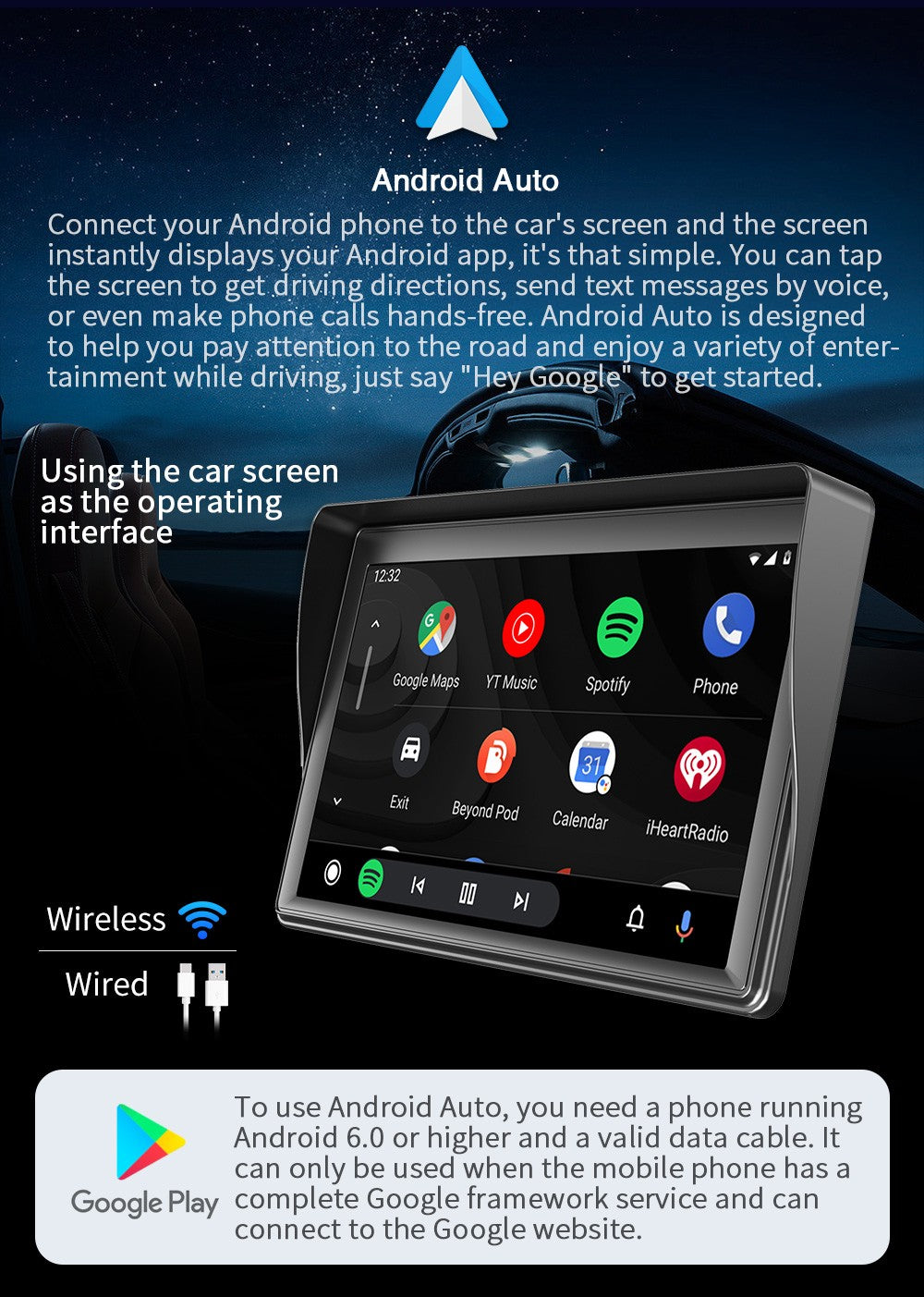 Portable Car Radio Multimedia Video Player Wireless CarPlay Android Auto 7inch Touch Screen With AUX FM For Rear View Camera ?