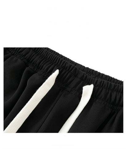 Calça Reta Preta Masculina, Calça Casual de Verão de Perna Larga Harajuku Estudantil, Calça de Rua, Moletom Cinza Descolado