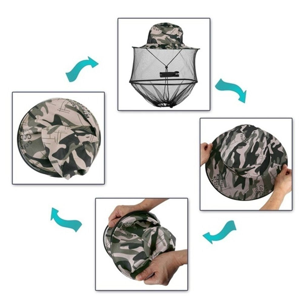 Chapéu Mosquiteiro Com Tela Protetora Repelente Insetos Abelhas Proteção Masculino Feminino Chapéu De Pesca Protetor Solar Ao Ar Livre