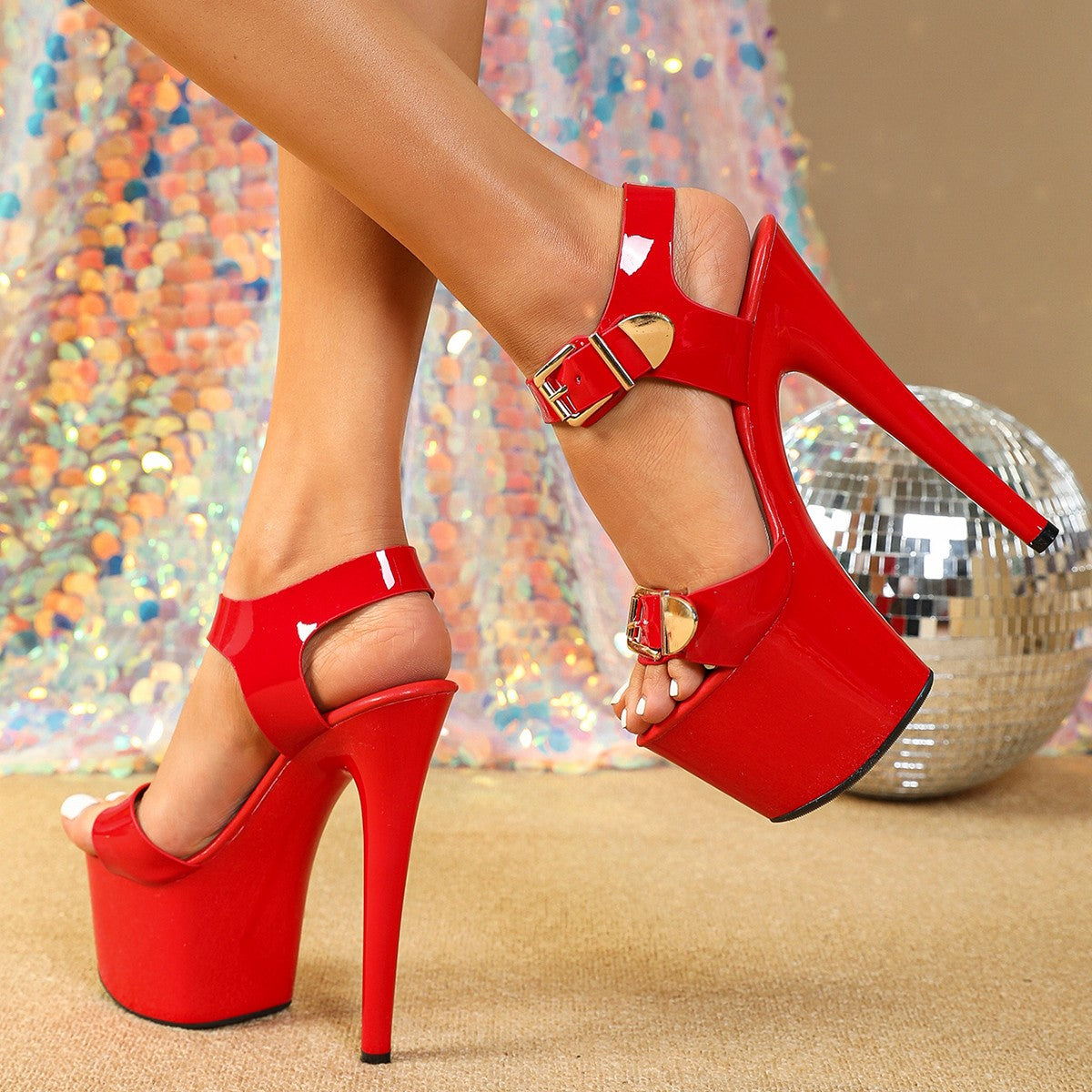 New 17CM Elegant Women Shoes Platform High Heeled Sandal Woman Buckle Fashion Trendy Women's Design Shoes Party 2024 Large Size