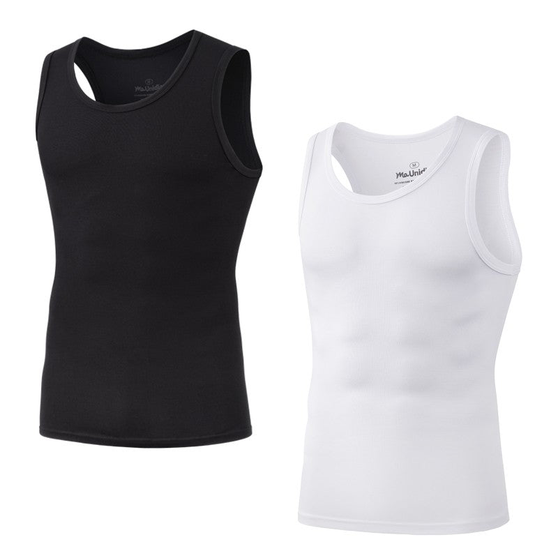 2Pcs/Pack Men's Tank Top Sleeveless Gym T-Shirt Man Vest Solid Color Compression Undershirts Men Tops High-Quality Bamboo Fiber