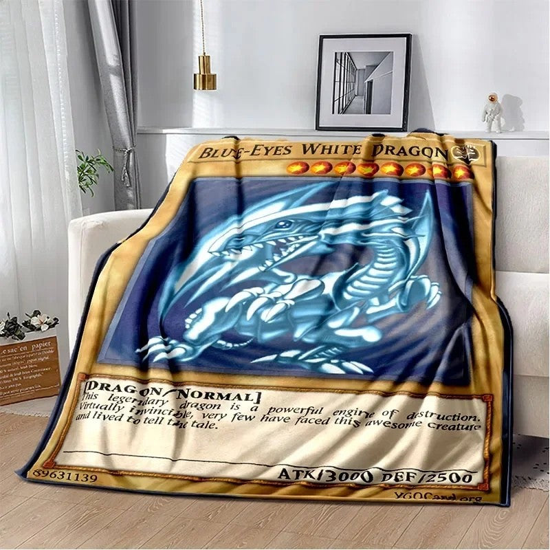 Cobertor de Jogar Yu Gi Oh Anime Dragão Branco de Olhos Azuis Desenho Animado Macio de Pelúcia Mantas de Quarto Escritório Colcha Decoração de Casa
