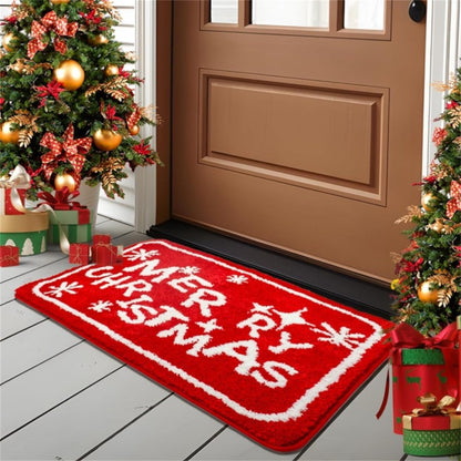Christmas Mats Imitation Cashmere Carpet Bathroom Room Living Room Absorbent Non Slip Floor Mat Carpet Door Mat Home Party Decor