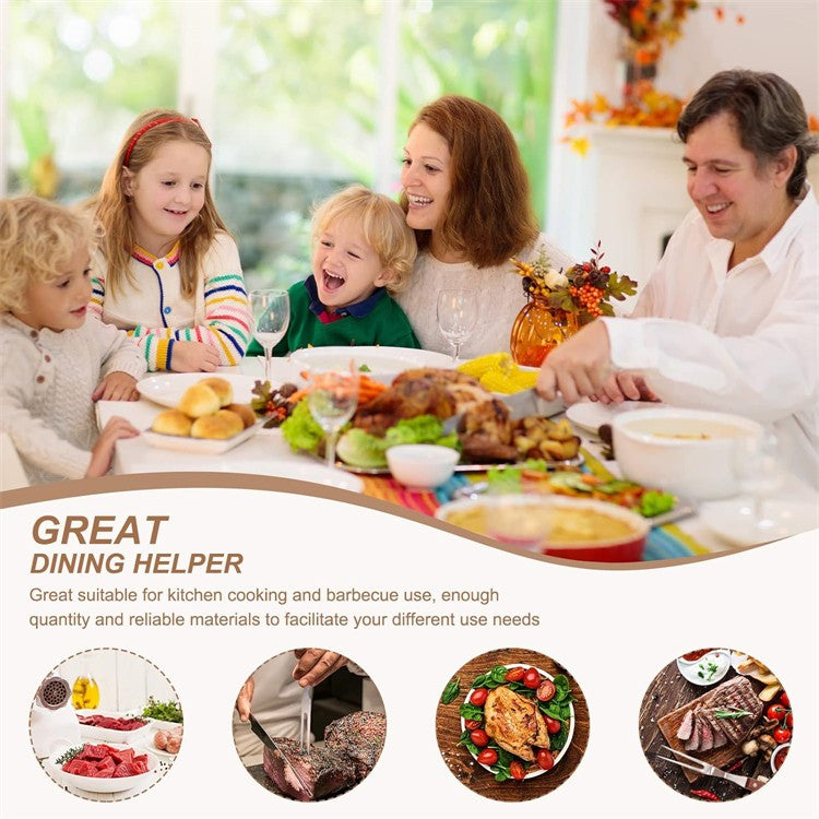 2 Pcs 10 Inch Meat Forks Stainless Steel Carving Forks with Wood Handle Long Barbecue Forks Kitchen Forks for Cooking Serving