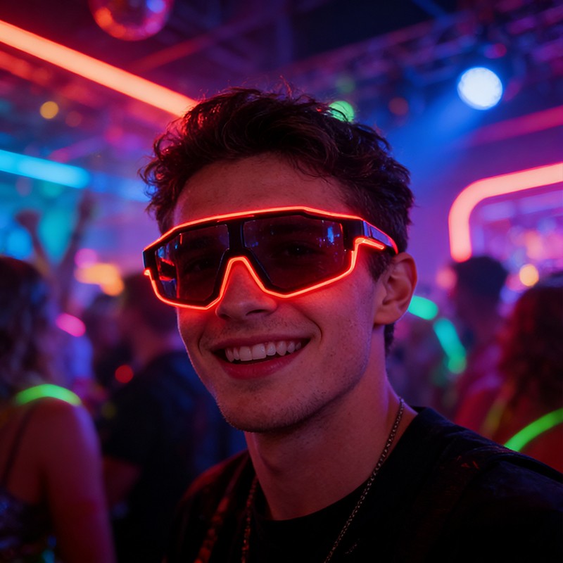 1PC Light Up LED Glasses Glow Sunglasses EL Wire Neon Glasses Glow in The Dark Party Supplies Neon Party Favors for Adults