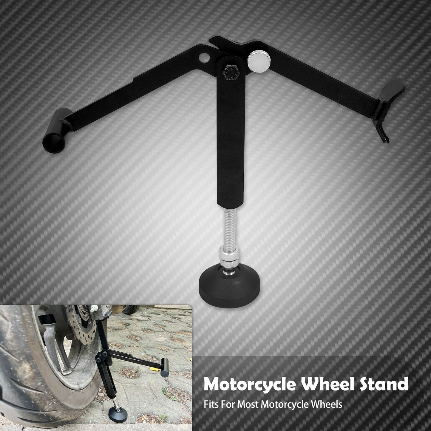 Cavalete de roda que economiza trabalho para motocicletas, suporte de roda universal, levantador de roda, suporte lateral, elevador de quadro do braço oscilante para Harley para Honda