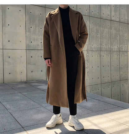 Men's Winter luxury Cardigans Trench Male Black Wool Overcoat Coat Black Long Padding Coat Men's Clothes Jac Windbreaker For Men