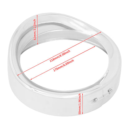 Anel de Acabamento Cromado do Farol de 7'' para Motocicleta + Capa de Luz de Neblina de 4,5'' + Anel de Acabamento do Sinal de Direção Estilo Viseira para Harley Touring FLH Softail