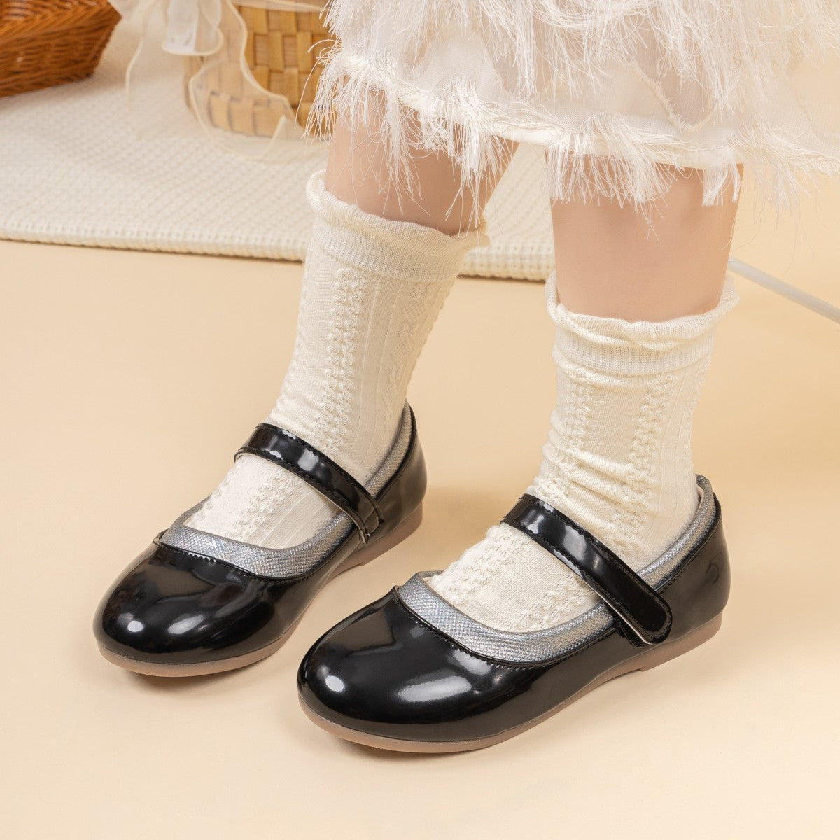 Fashion Children's Flat Shoes Non-slip PU Leather Shoes 3-colors Comfortable Wear-resistant All-season Mary Jane Princess Shoes