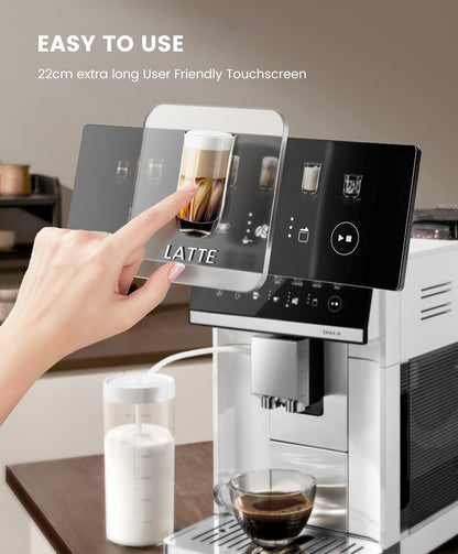 Máquina de Café Expresso Automática Mcilpoog M3 – Espumador e Reservatório de Leite Integrados, 7 Variedades de Café, Tela Sensível ao Toque