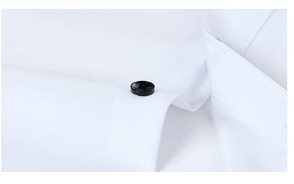 Plus Size 7XL 6XL High Elasticity Seamless Spandex Shirt Men Long Sleeve Slim Fit Casual Solid Color Social Formal Dress Shirts