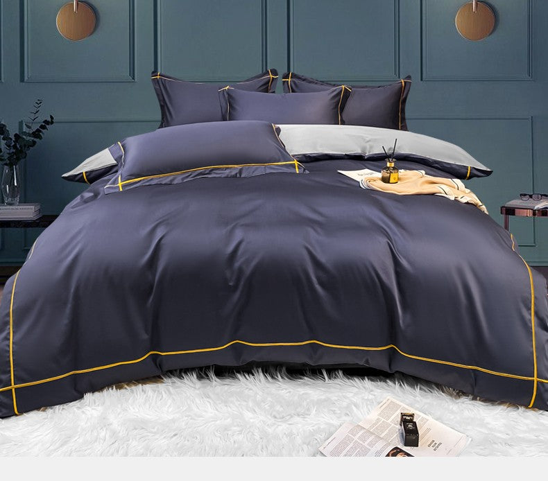 Lençol de Cima Bordado 100% Algodão Egípcio Sedoso Conjunto de Cama Lençol de Cima Queen King Size