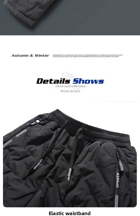 Calça Casual com Cordão Elástico na Cintura Moletom Esportivo Calça Folgada de Inverno Masculina Roupas Masculinas Quentes à Prova de Vento Y2k?