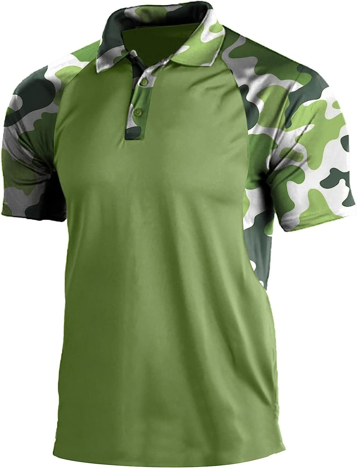 Summer Print Polo Shirts Men Fashion Camouflage Patchwork Short Sleeve Polos Outdoor Sports Fitness Tops Mens Breathable Tees