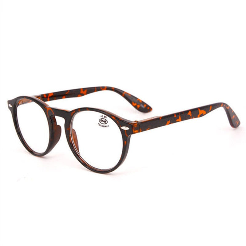 Óculos de Leitura Unissex Ultraleves com Estampa de Leopardo Vermelho e Armação Redonda para Leitura Moda Feminina Vintage Óculos Transparentes