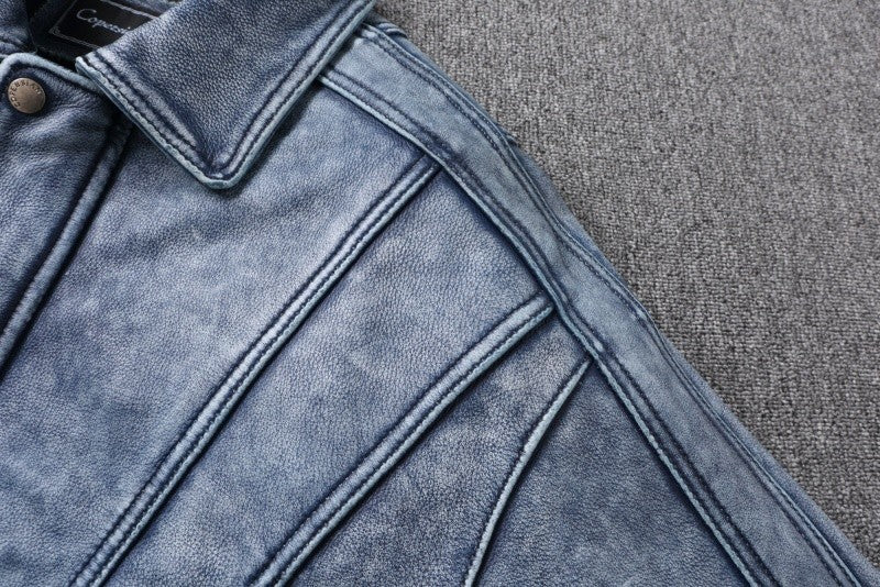 2025 New Luxury Unisex Cowhide Jacket - Short Cut Relaxed Fit Leather Biker Style Coat