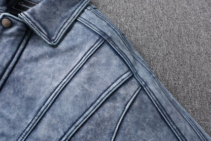 2025 New Luxury Unisex Cowhide Jacket - Short Cut Relaxed Fit Leather Biker Style Coat