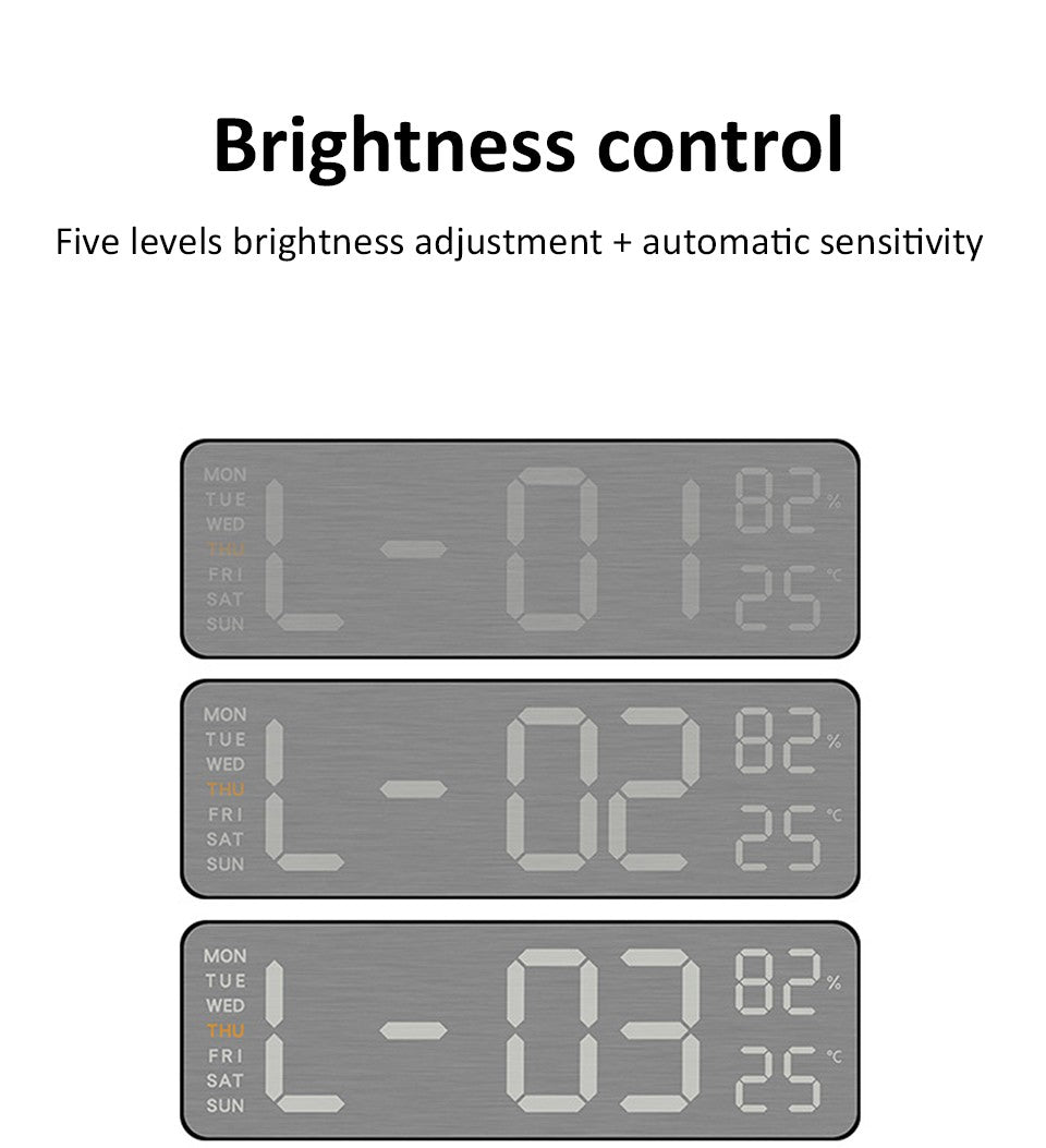 Mirror Brushed Finish Wall Clock Premium Feel Silent Wall Clock Table Alarm Clock Temp Display Bedroom Office Living Room Decor