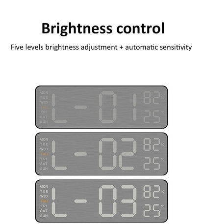 Mirror Brushed Finish Wall Clock Premium Feel Silent Wall Clock Table Alarm Clock Temp Display Bedroom Office Living Room Decor