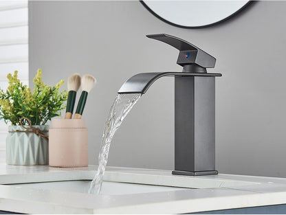 Brushed Golden Basin Faucets Elegant Waterfall Bathroom Sink Faucet Single Lever Hole Deck Mount Brass  Mixer Taps