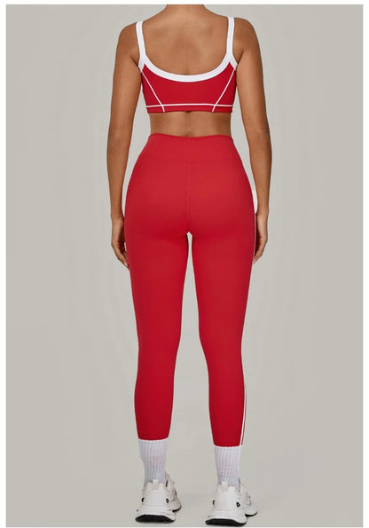 Yoga Suit Sports Fitness High Waist Peach Hip Tight Removable Padding Sports Bra Outfit Running Workout Clothes Gym Leggings Set