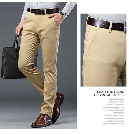 Calças Sociais Masculinas Finas para o Verão, Justas, de Algodão, Estilo Casual de Negócios, Cores Verde, Preto, Cáqui, Calças de Marca Masculinas Tamanhos 30-40