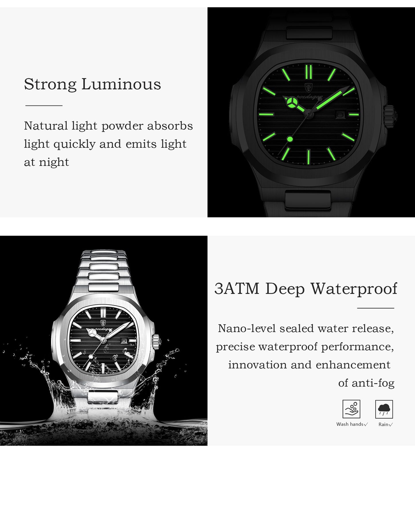 POEDAGAR Elegant Women's Quartz Watches Waterproof Luminous Date Ladies Wristwatch Stainless Steel Fashion Watch For Woman Reloj
