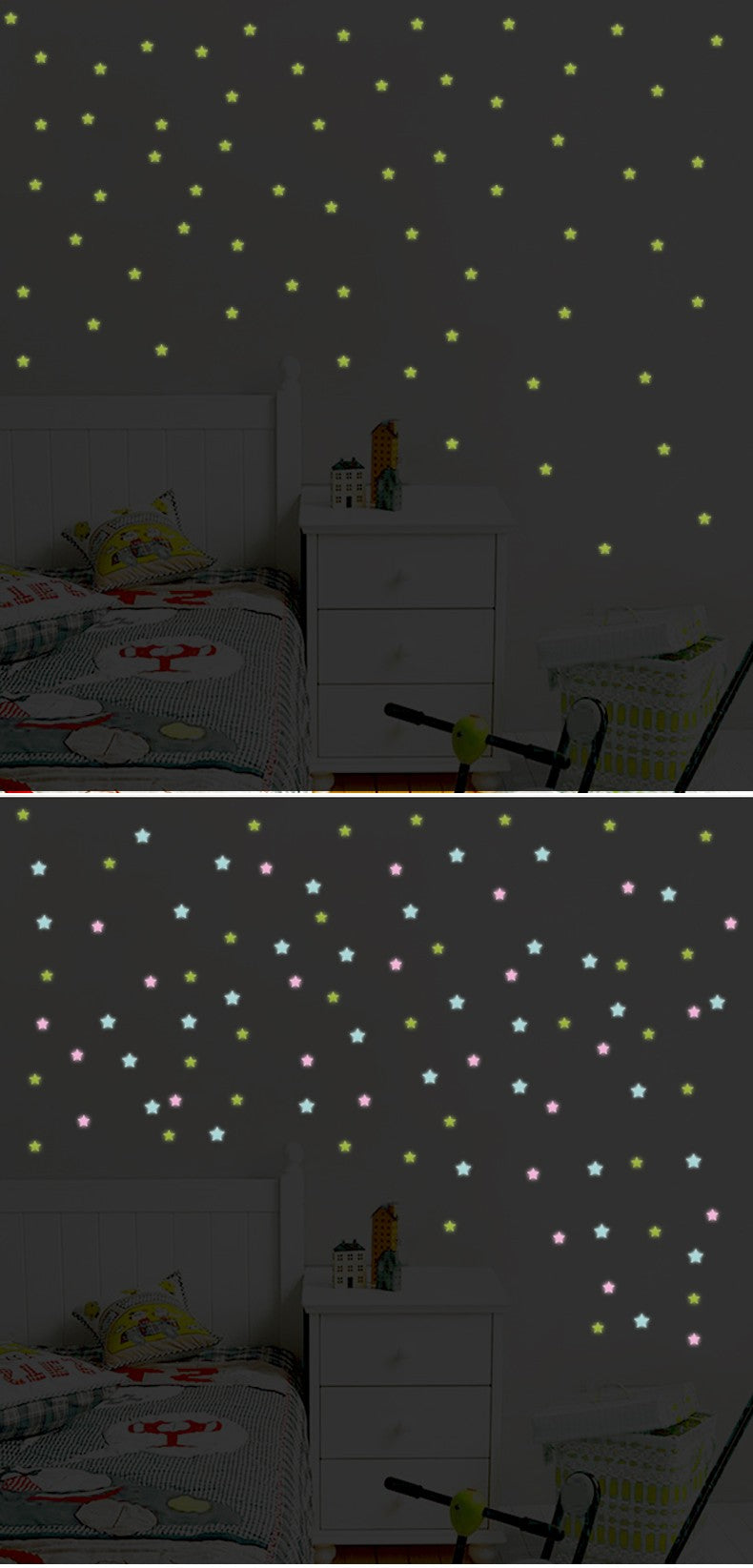 100pcs Luminous Wall Stickers Stars shine in the dark Sticker Decals for Kids Baby rooms Colorful Fluorescent Stickers Home deco