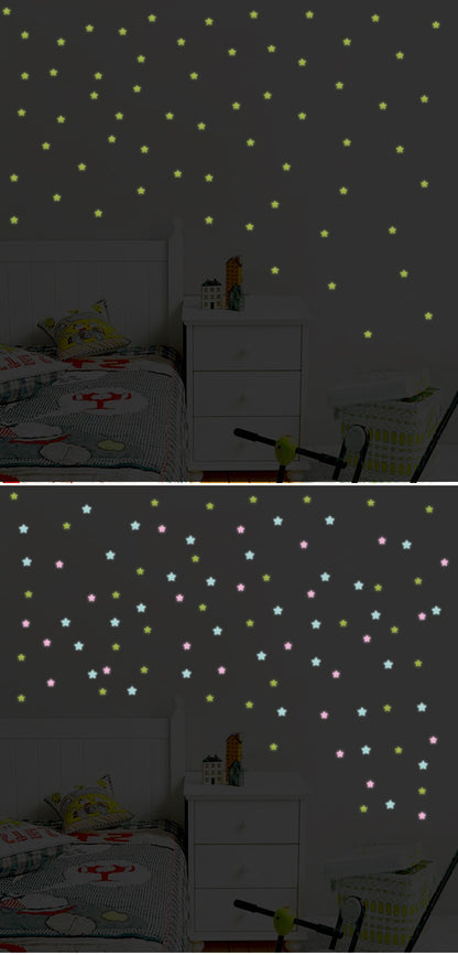 100pcs Luminous Wall Stickers Stars shine in the dark Sticker Decals for Kids Baby rooms Colorful Fluorescent Stickers Home deco